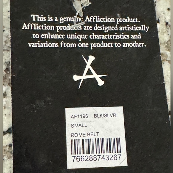 Affliction Unisex Rome Belt Black Leather Two Straps Size Small 36” Grunge Y2K - Picture 9 of 13